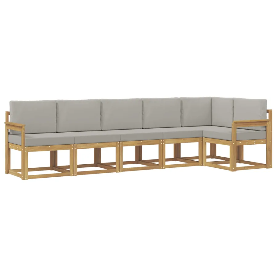 Ensemble de canapés d'extérieur 6 pcs Blanc et gris clair - 2