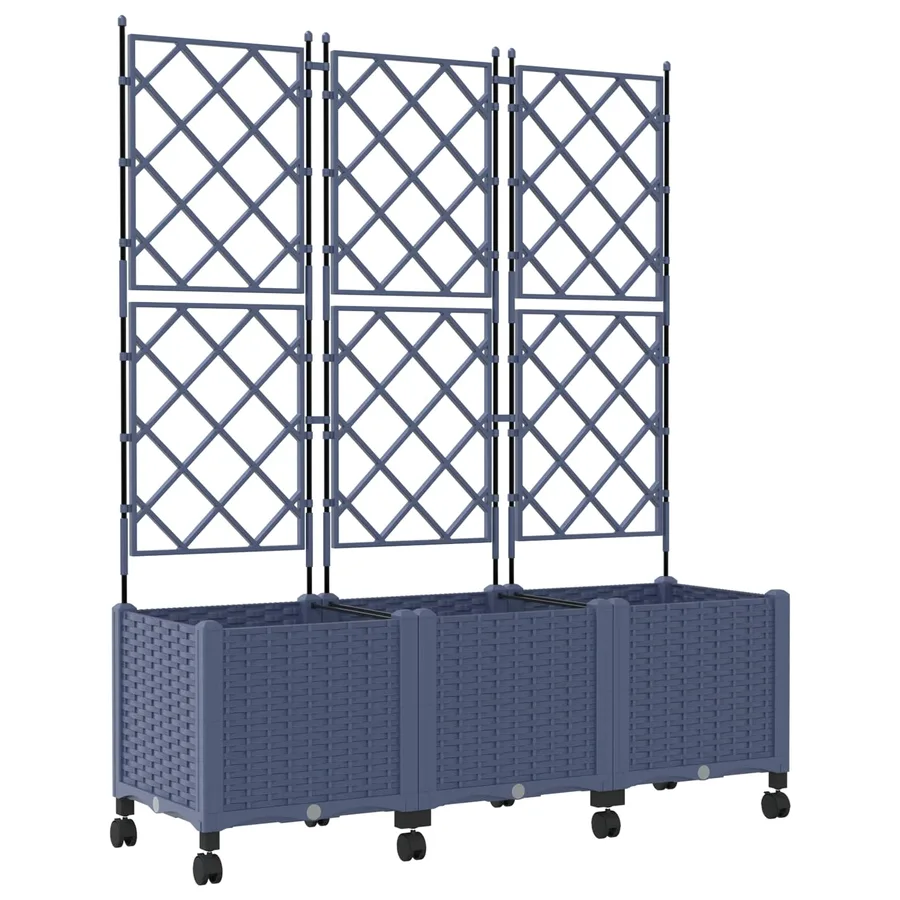 Bac de jardin avec treillis et roues 3 pc Gris PP - 2