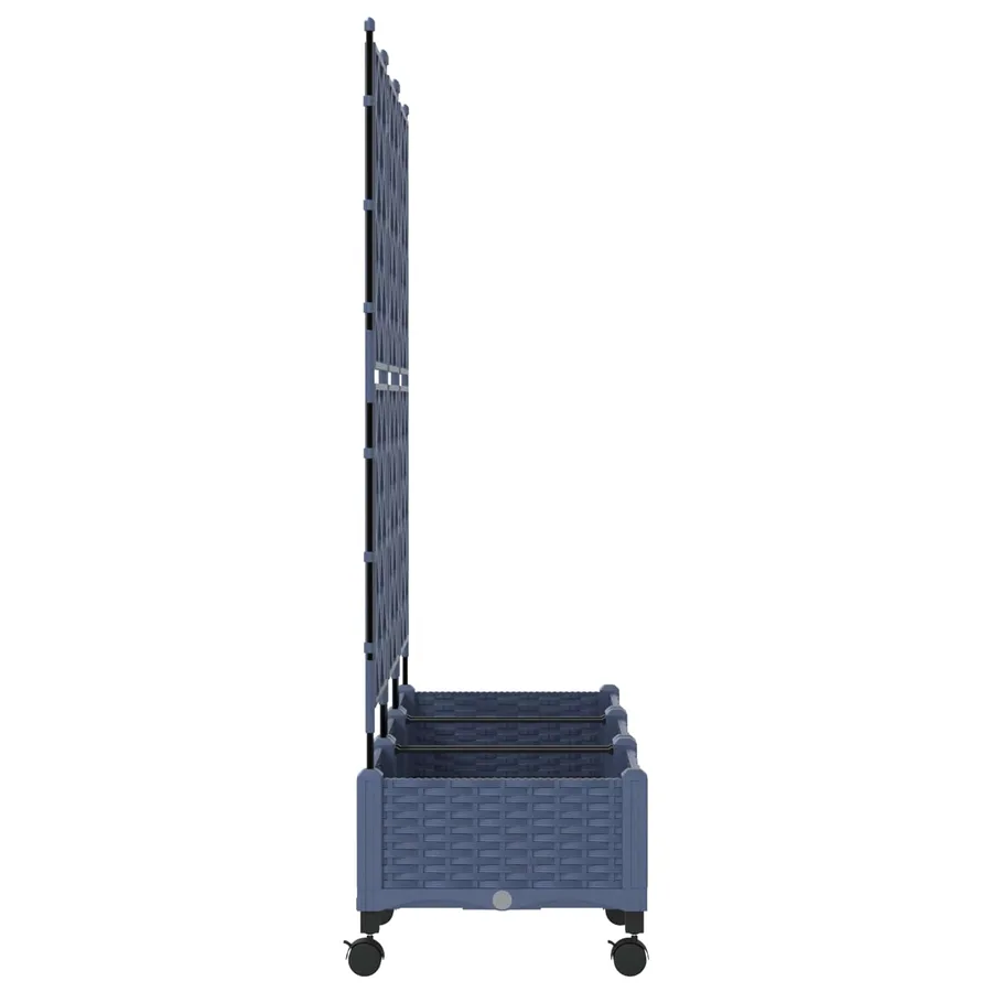 Bac de jardin avec treillis et roues 3 pc Gris PP - 3