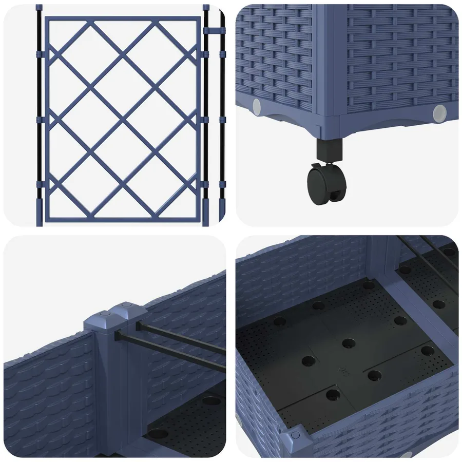 Bac de jardin avec treillis et roues 3 pc Gris PP - 5