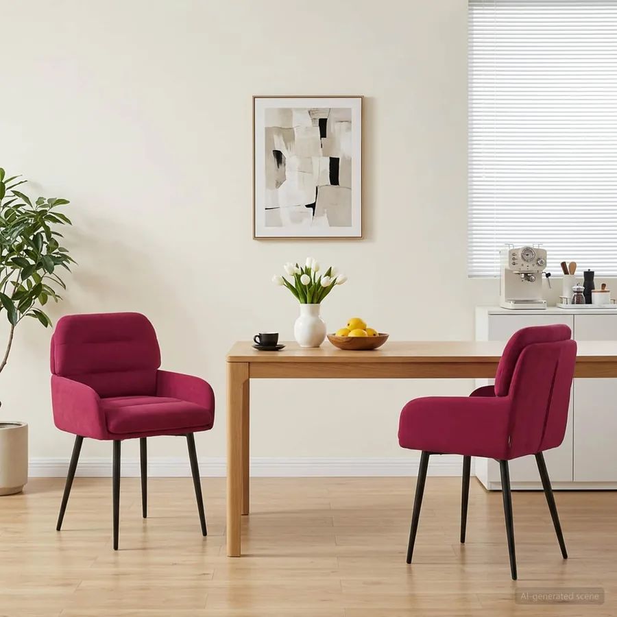 Chaises de salle à manger 2 pcs Velours Bordeaux