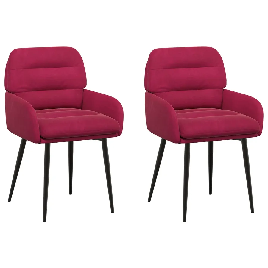 Chaises de salle à manger 2 pcs Velours Bordeaux - 2