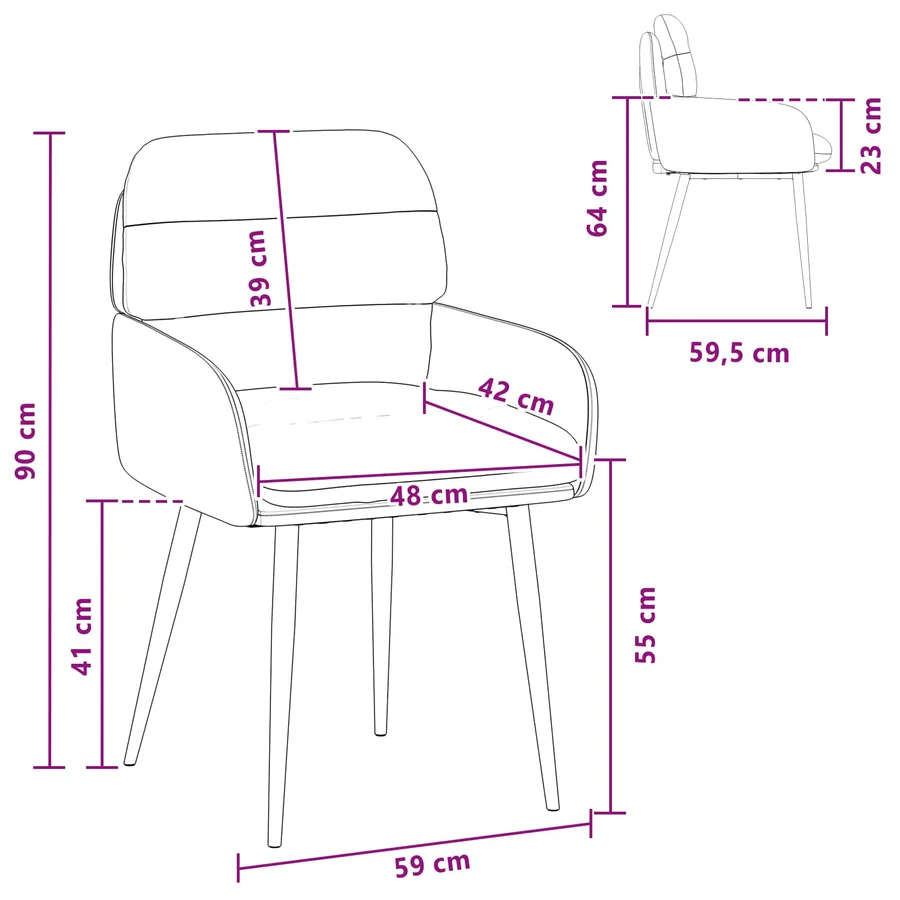Chaises de salle à manger 2 pcs Velours Bordeaux - 8