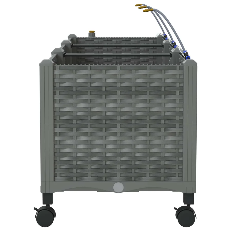 Porte-plante de jardin avec irrigation et roues 3 pc Gris clair - 3