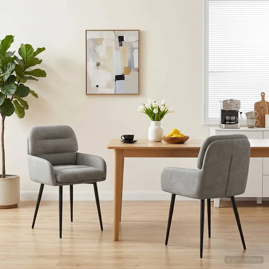 Chaises de salle à manger 2 pcs Velours Gris clair