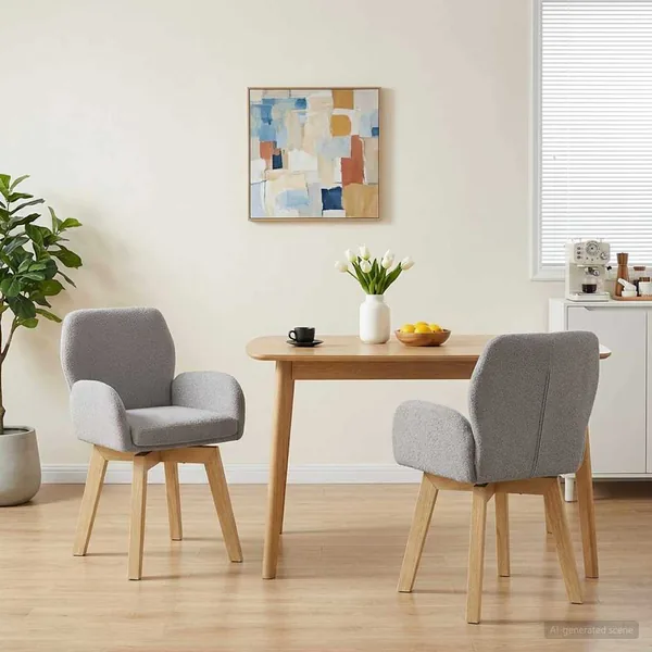 Chaises de salle à manger pivotantes 2 pcs Bouclé Gris clair