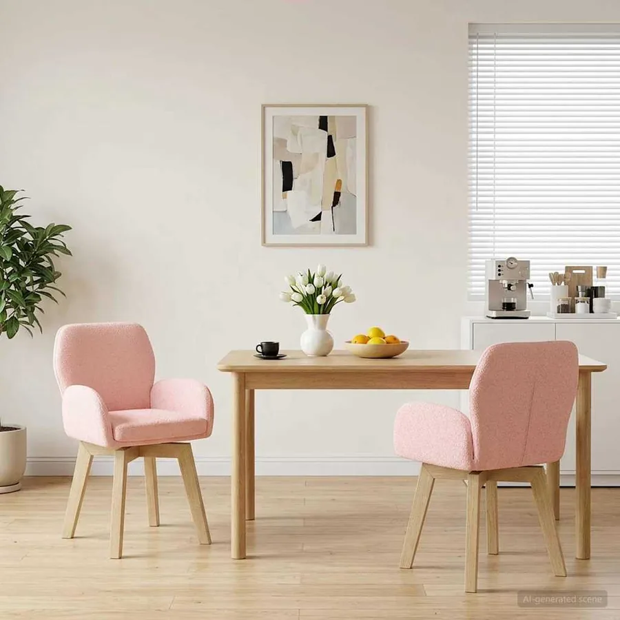 Chaises de salle à manger pivotantes 2 pcs Bouclé Rose
