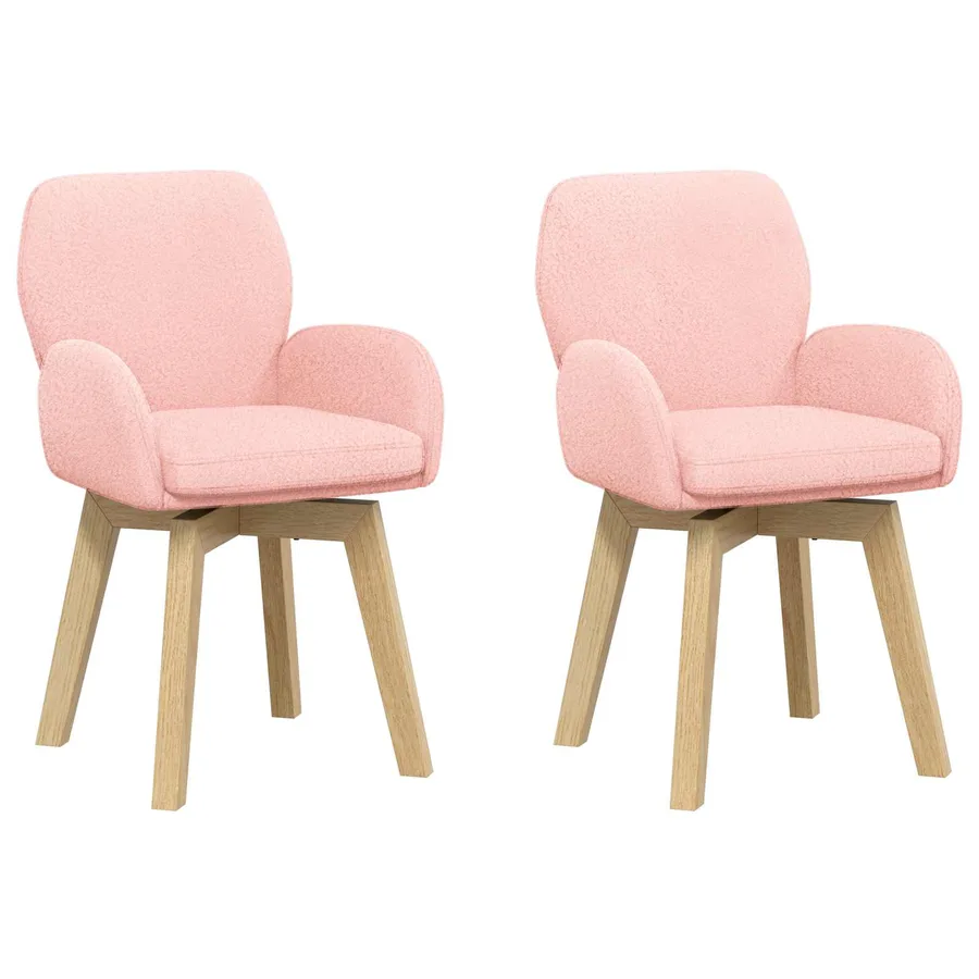Chaises de salle à manger pivotantes 2 pcs Bouclé Rose - 2