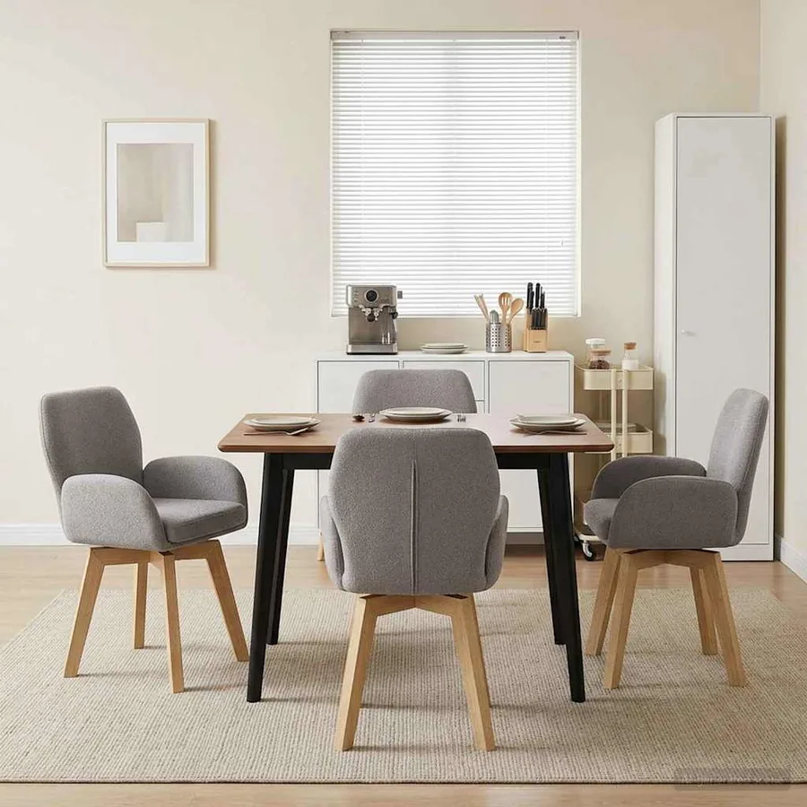 Chaises de salle à manger pivotantes 4 pcs Bouclé Gris clair