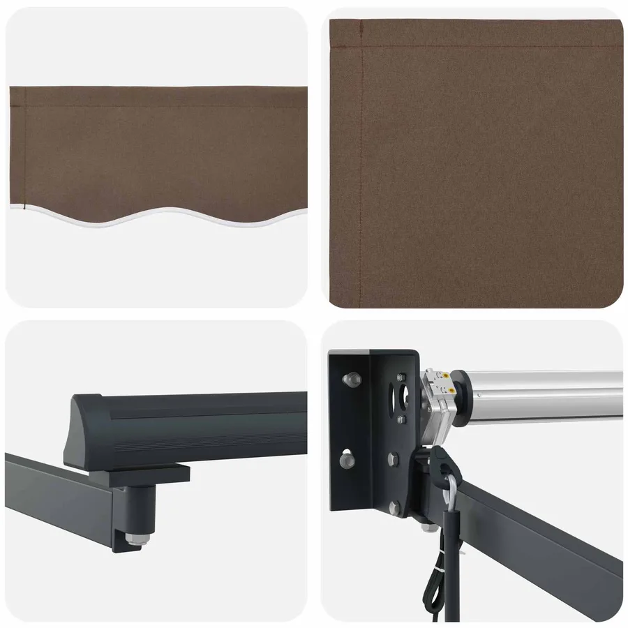 Auvent rétractable électrique Taupe 100% Polyester et Aluminium - 4