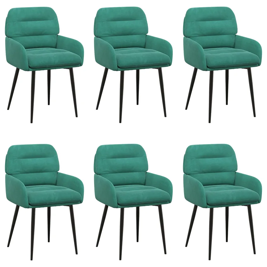 Chaises de salle à manger 6 pcs Velours Turquoise - 2