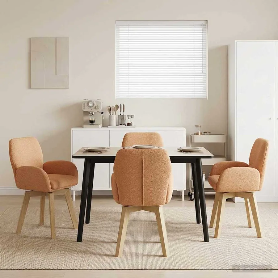 Chaises de salle à manger pivotantes 4 pcs Bouclé Beige