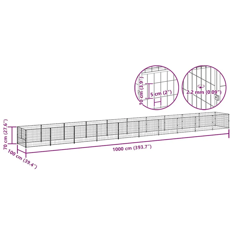 Chenil Noir 10 m² Acier - 9