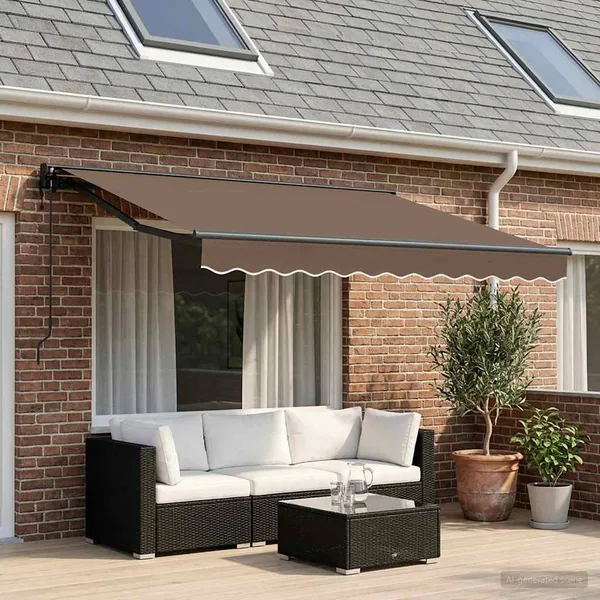 Auvent rétractable Taupe 3,5 x 2,5 m Polyester et Aluminium