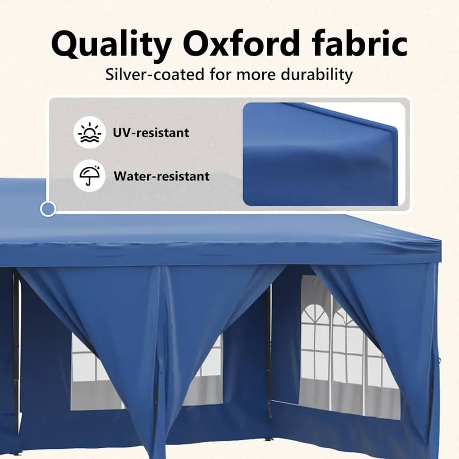 Tente de réception pliable avec parois Bleu 3x6 m - 11