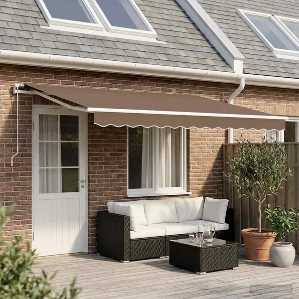 Auvent rétractable Taupe 400 × 300 cm Polyester et Aluminium