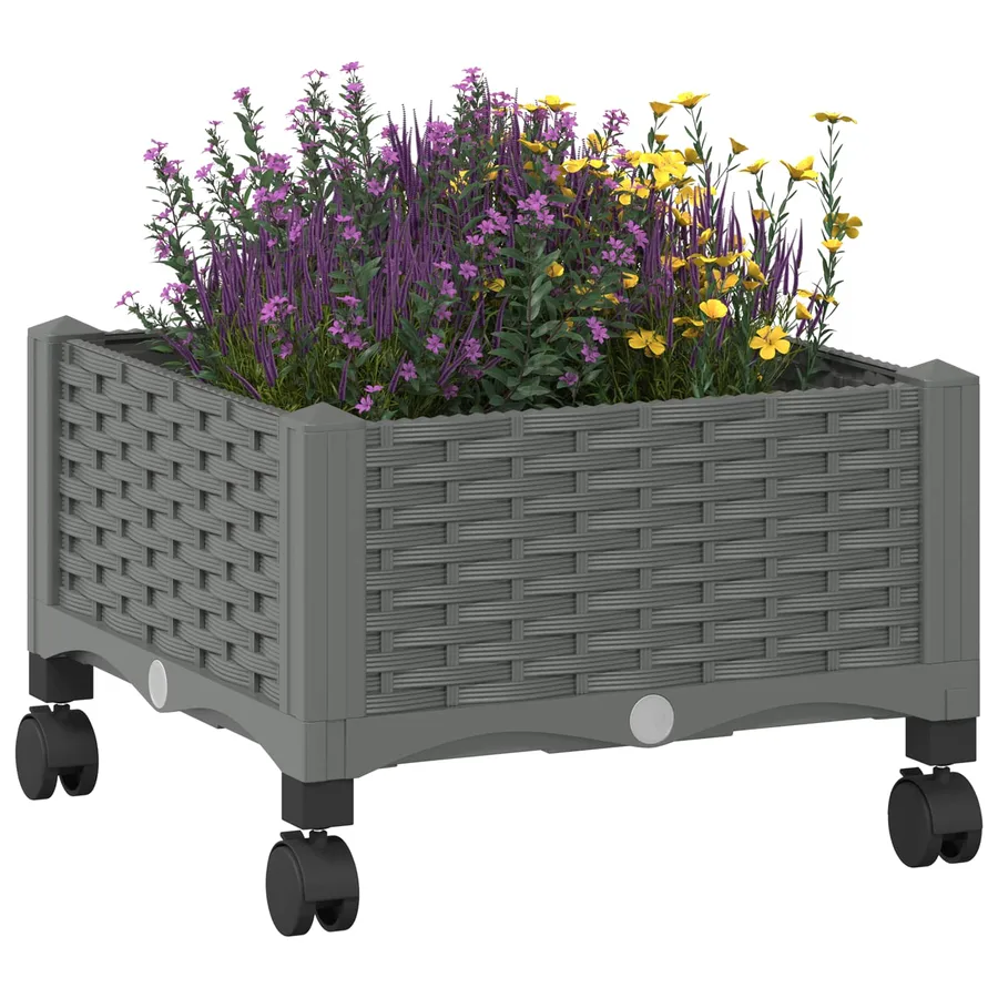 Jardinière avec Roues Gris clair 40 x 40 x 33 cm PP - 3