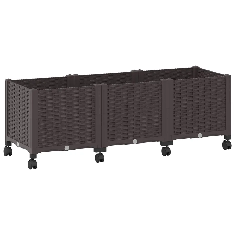 Jardinière avec Roues Marron 120 x 40 x 44 cm PP - 2