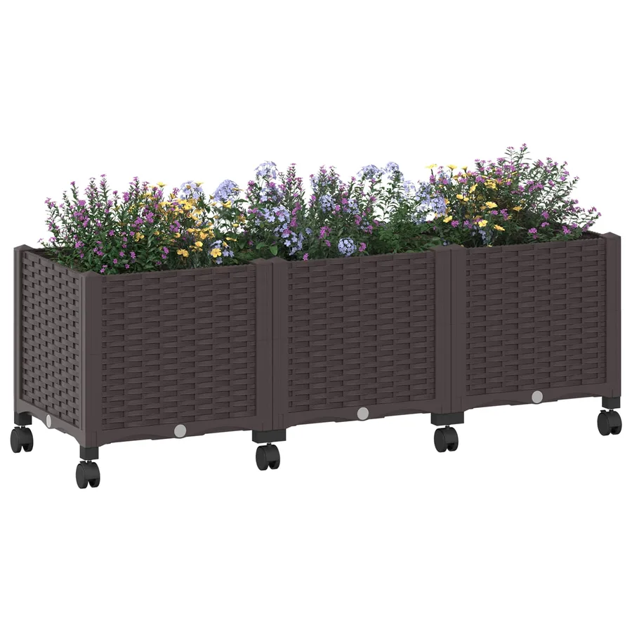 Jardinière avec Roues Marron 120 x 40 x 44 cm PP - 3