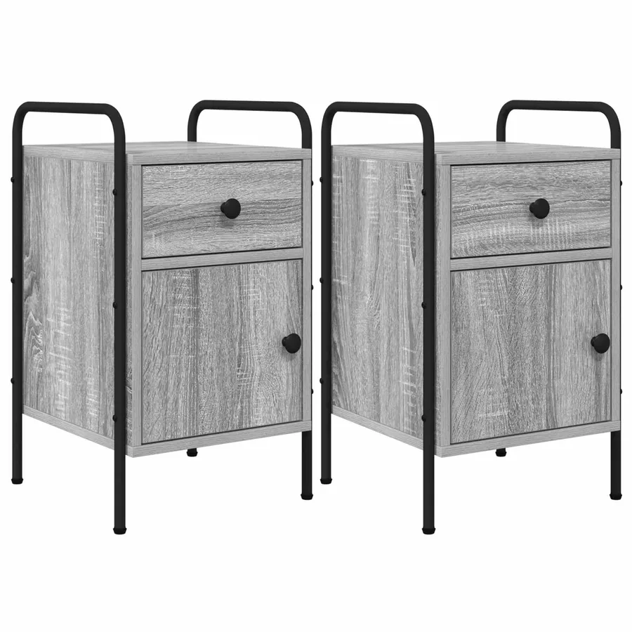 Table de chevet 2 pc Sonoma gris 35 x 36,5 x 61 cm - 2