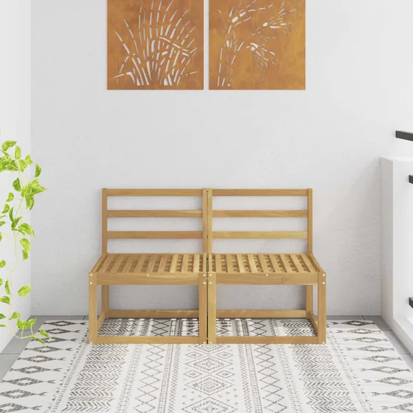2 Pièce Sofa de milieu extérieur Bois d'Acacia Massif Blanc