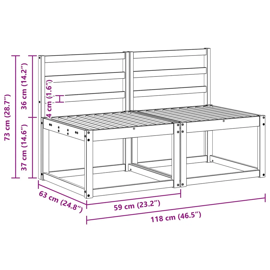 2 Pièce Sofa de milieu extérieur Bois d'Acacia Massif Blanc - 7