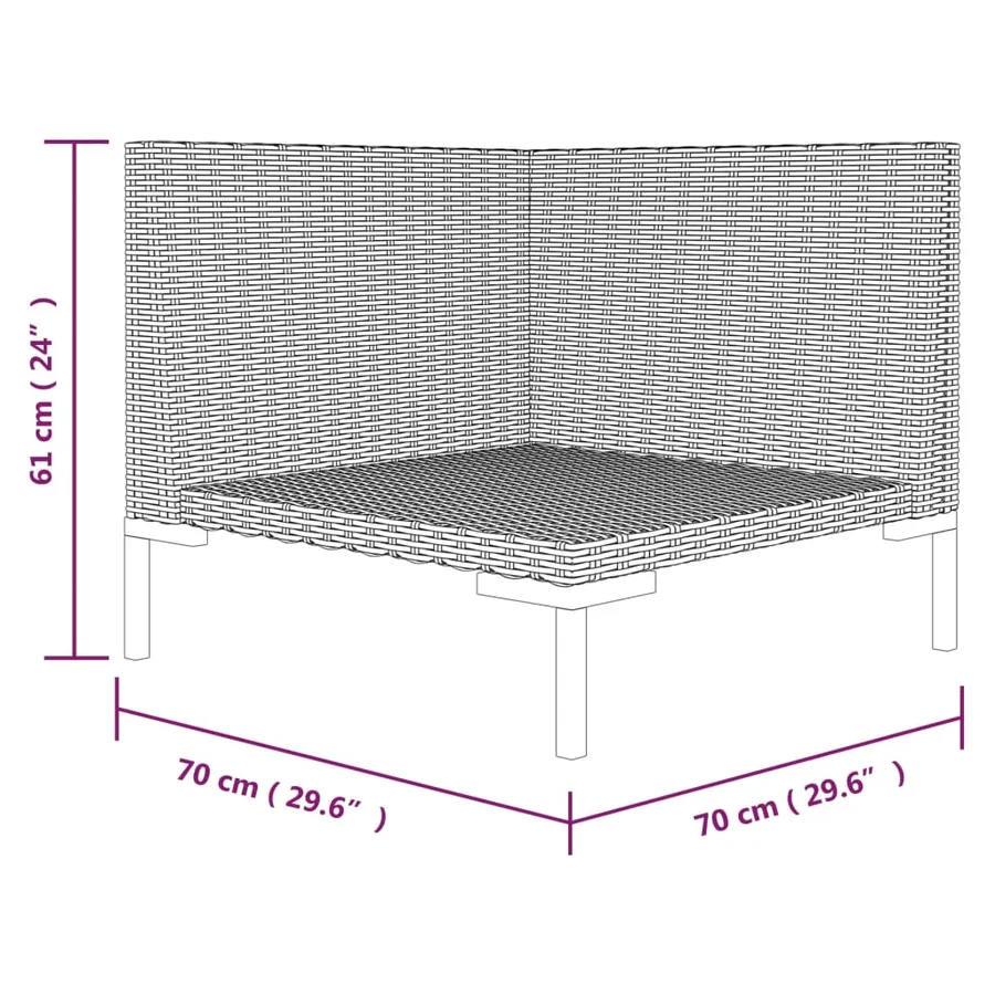 Salon de jardin 8 pcs avec coussins Résine tressée Gris foncé - 13