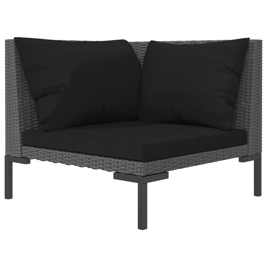 Salon de jardin 8 pcs avec coussins Résine tressée Gris foncé - 5