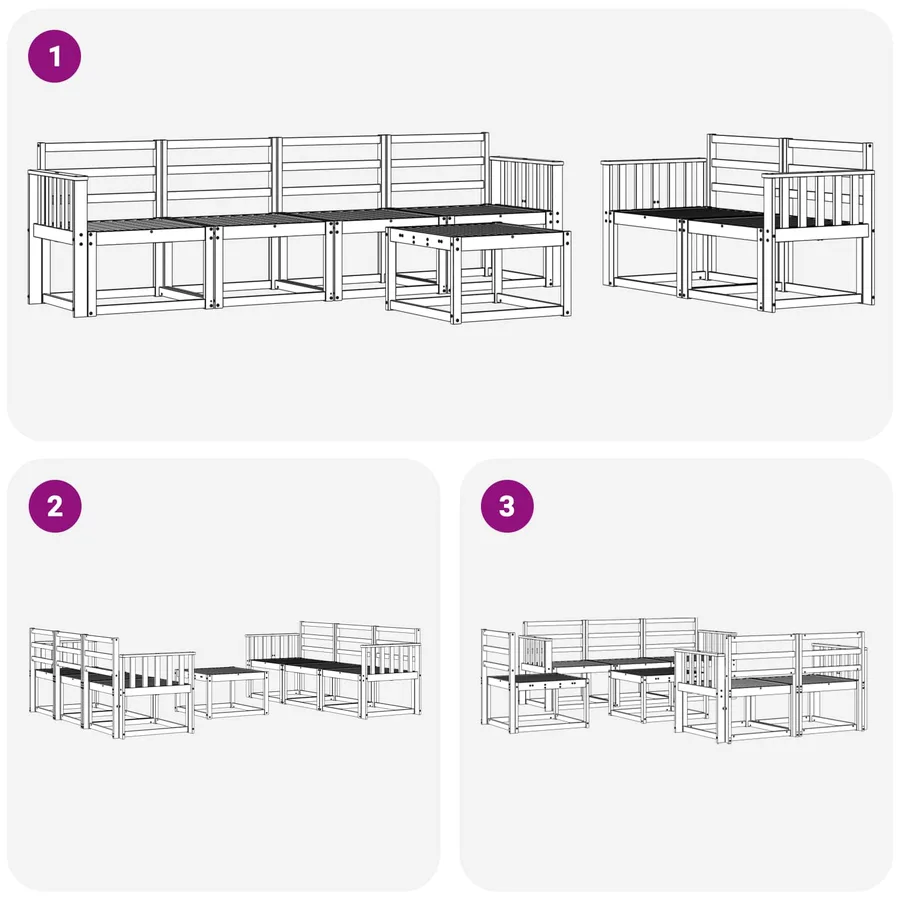 Ensemble de canapés d'extérieur 7 pcs Blanc 59 x 59 x 37 cm - 7