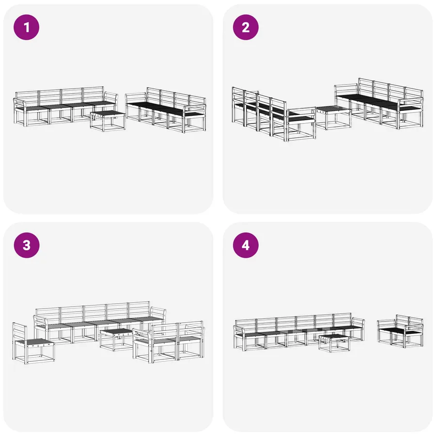 Ensemble de canapés d'extérieur 9 pcs Blanc 59 x 59 x 37 cm - 7