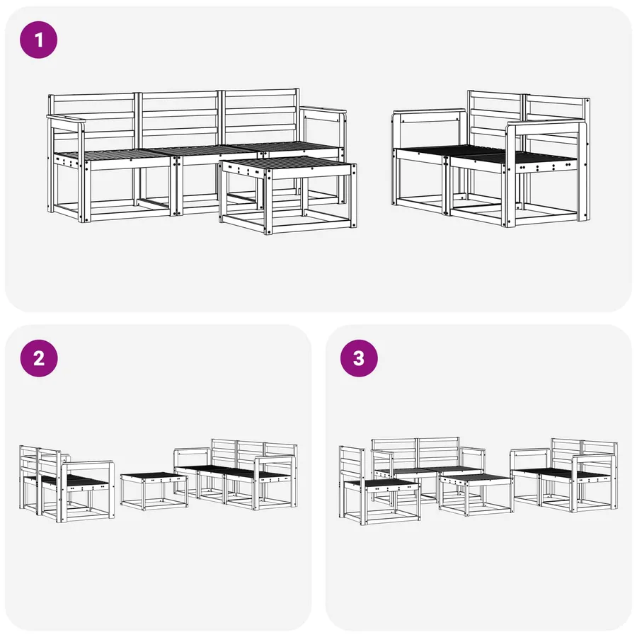 Ensemble de canapés d'extérieur 6 pcs Blanc 59 x 59 x 37 cm - 7