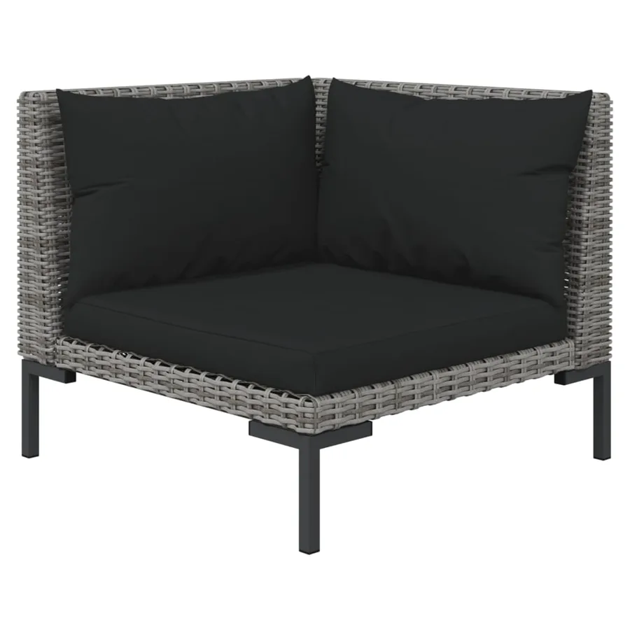 Salon de jardin 6 pcs avec coussins Résine tressée Gris foncé - 5