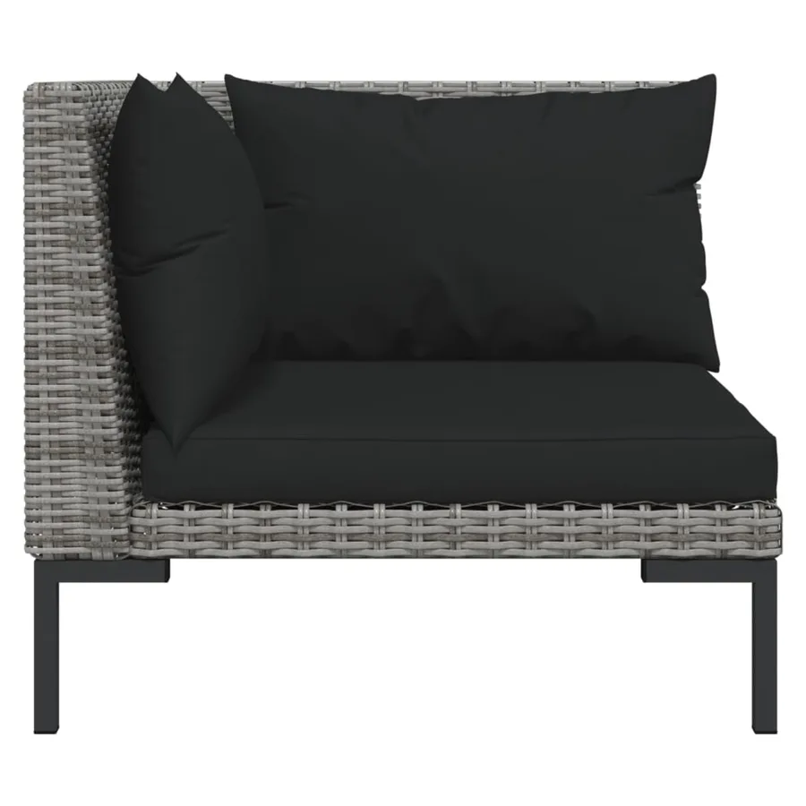 Salon de jardin 6 pcs avec coussins Résine tressée Gris foncé - 6