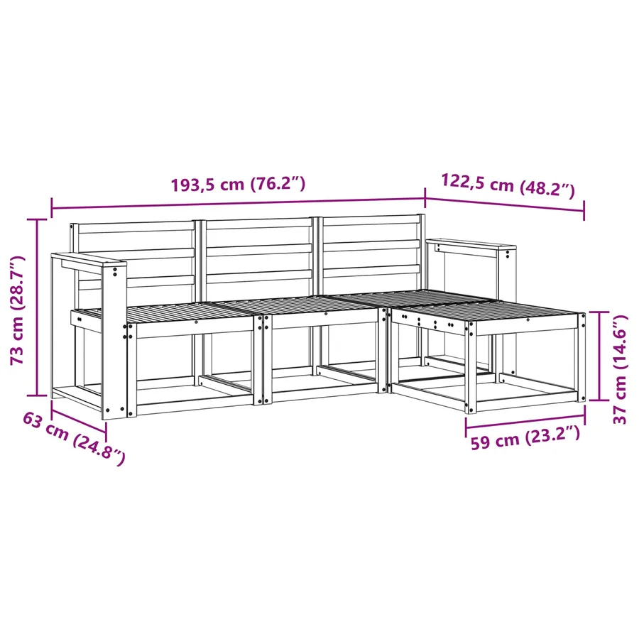 Ensemble de canapés d'extérieur 4 pcs Blanc - 7