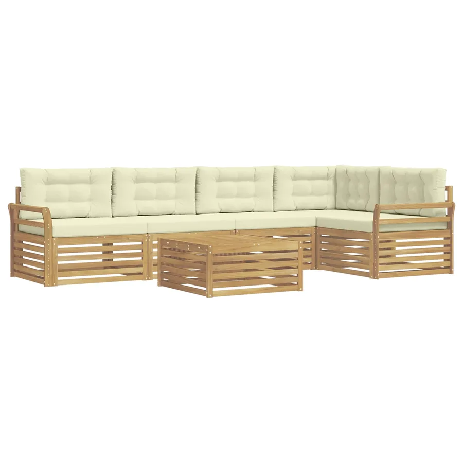 Ensemble de canapés d'extérieur 6 pc Blanc et crème Polyester - 2