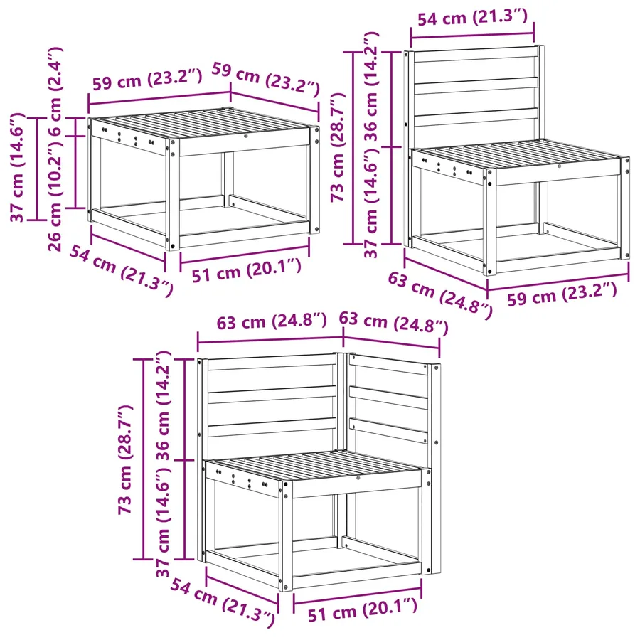 Ensemble de canapés d'extérieur 6 pcs Blanc - 8
