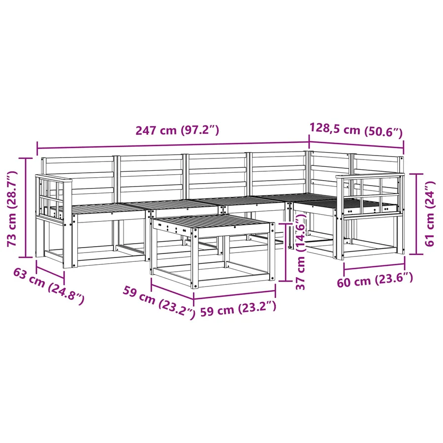 Ensemble de canapés d'extérieur 6 pcs Blanc - 9