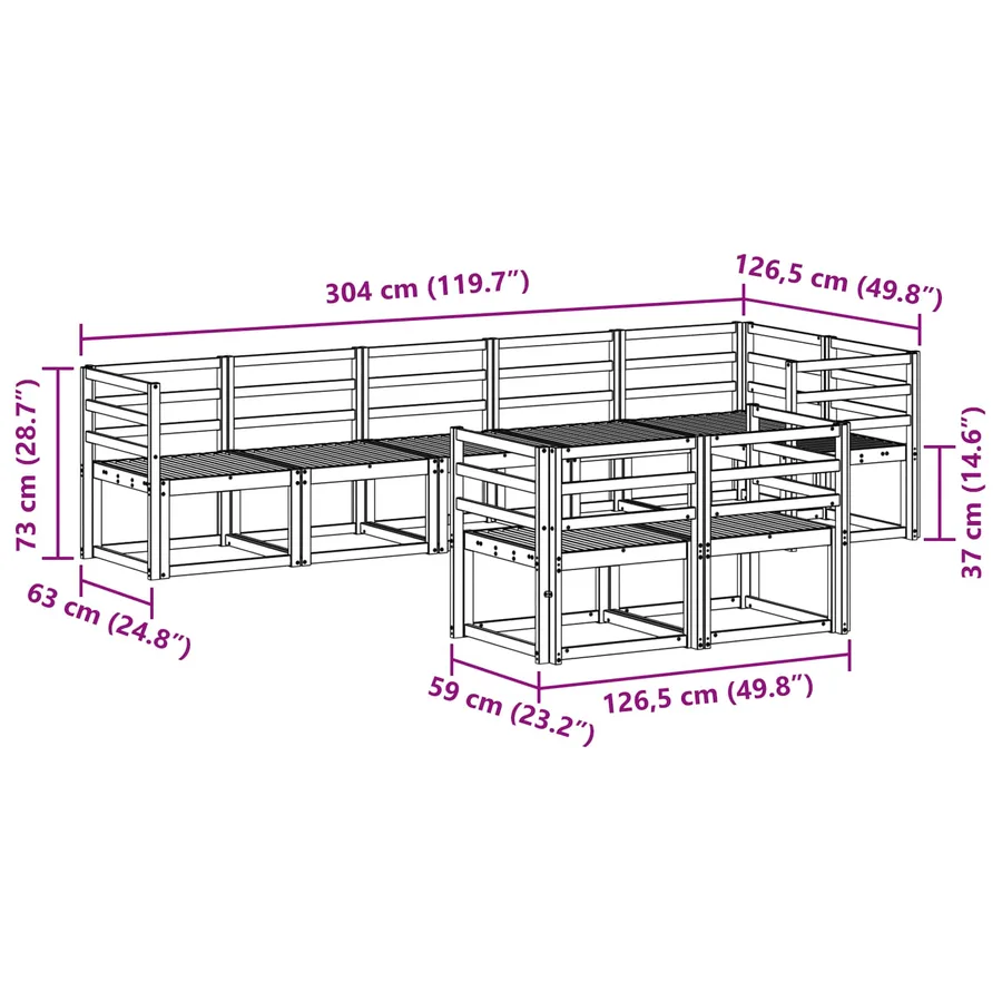 Ensemble de canapés d'extérieur 8 pcs Blanc - 7