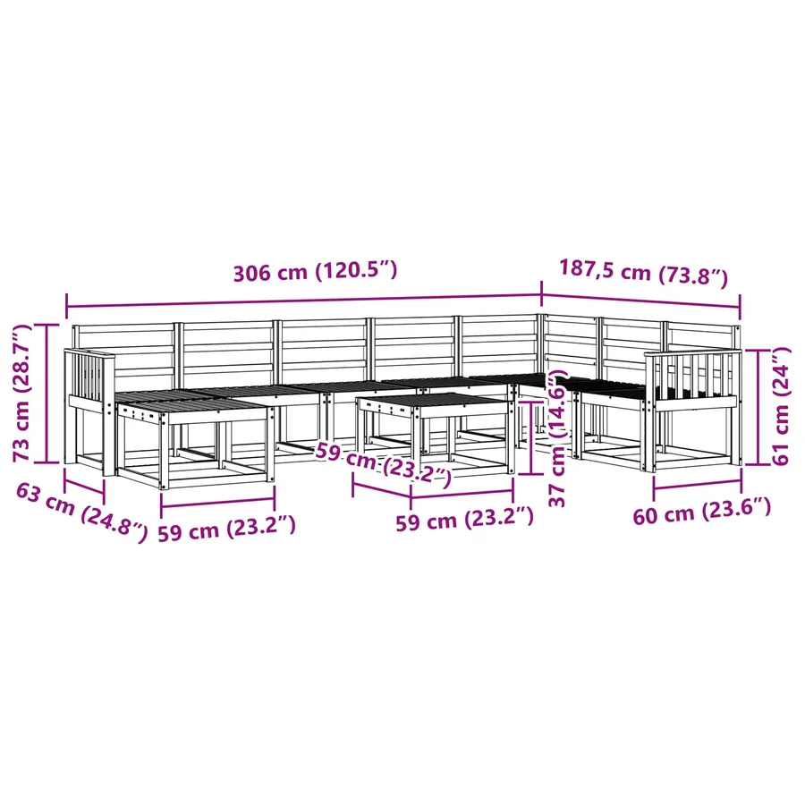 Ensemble de canapés d'extérieur 9 pcs Blanc - 9