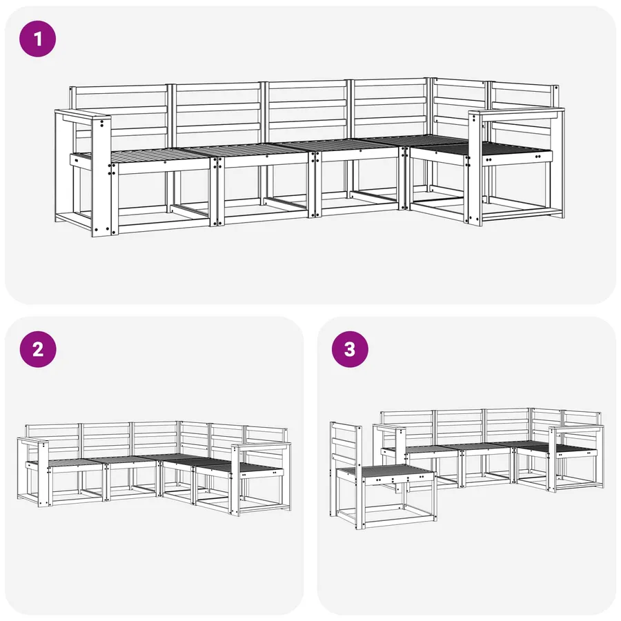 Ensemble de canapés d'extérieur 5 pcs Blanc - 6