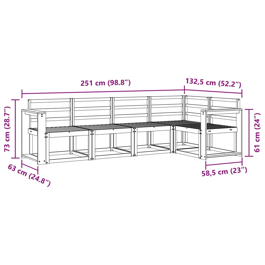 Ensemble de canapés d'extérieur 5 pcs Blanc - 7