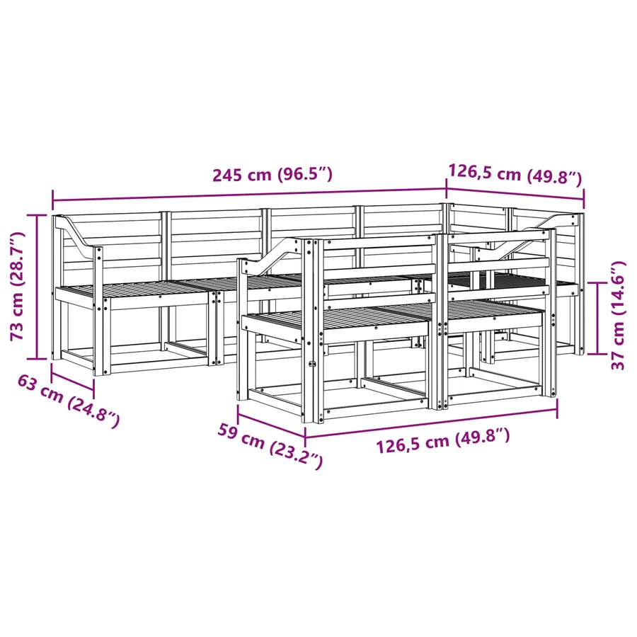 Ensemble de canapés d'extérieur 7 pcs Blanc - 6