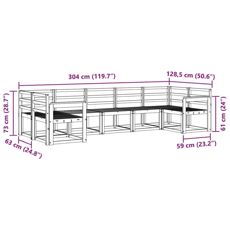 Ensemble de canapés d'extérieur 7 pc Blanc Bois d'Acacia Massif - 6