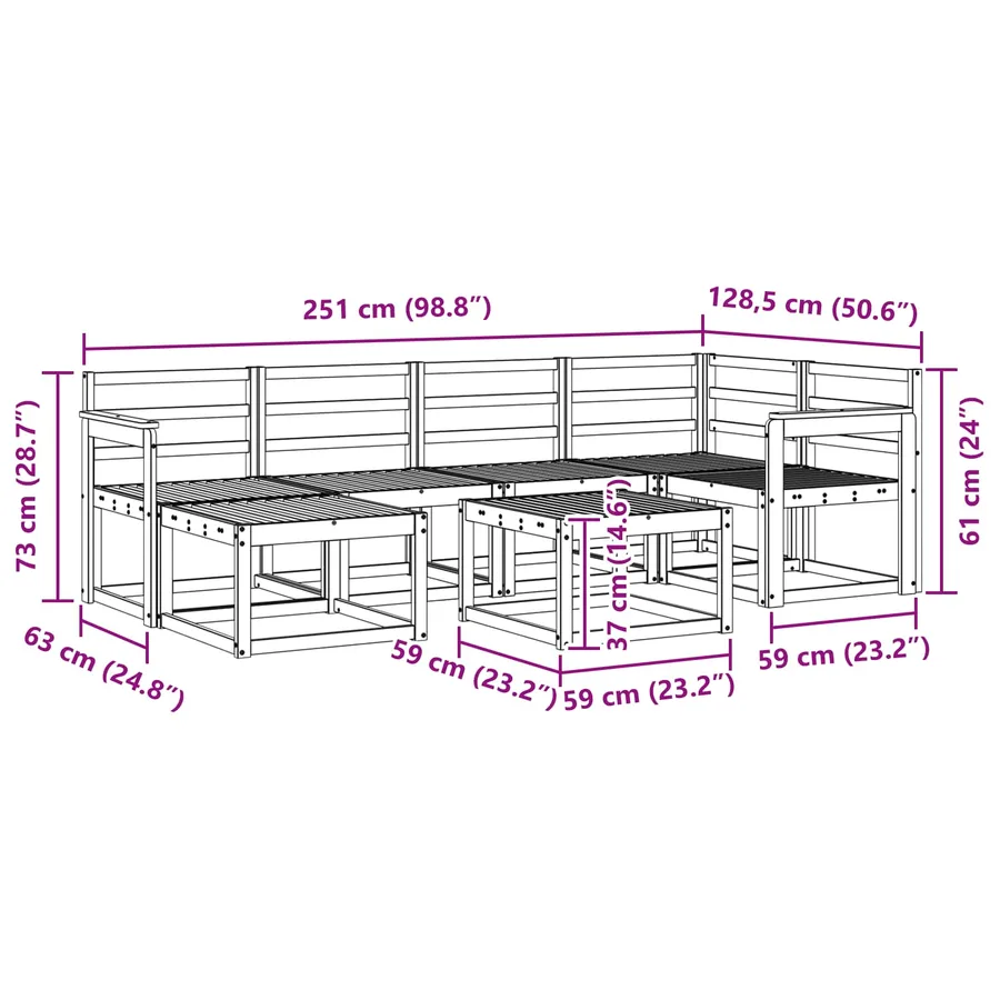 Ensemble de canapés d'extérieur 7 pcs Blanc - 9