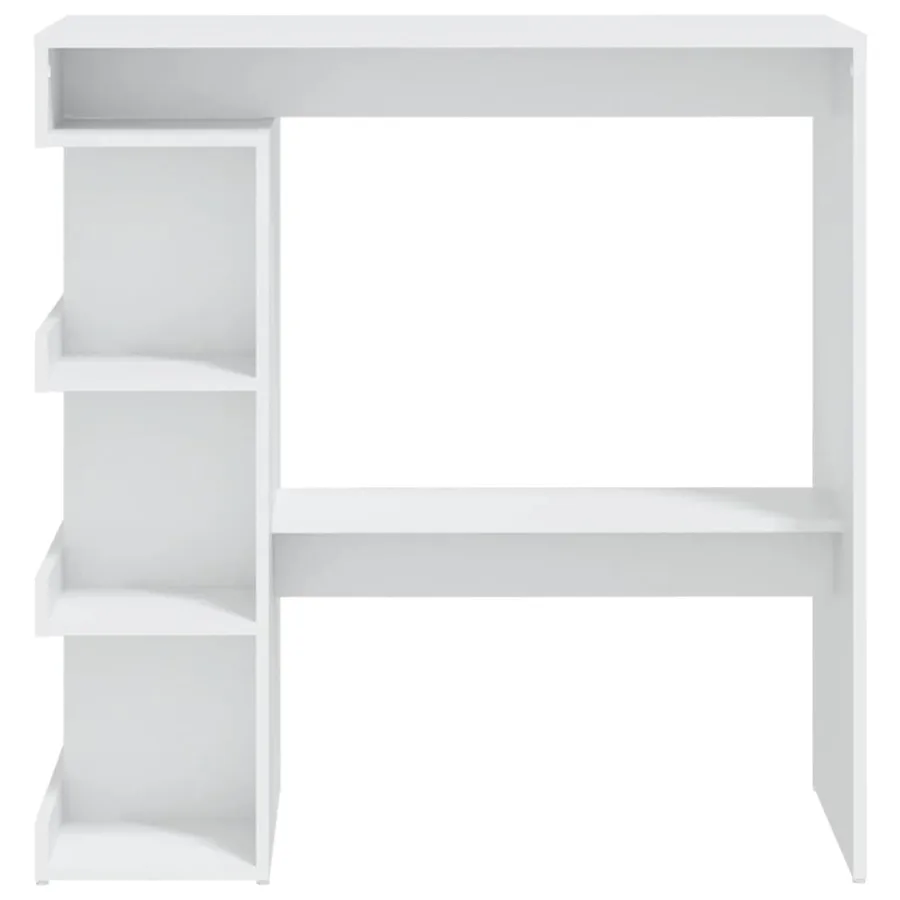 Table de bar avec étagère de rangement Blanc Bois d'ingénierie - 5