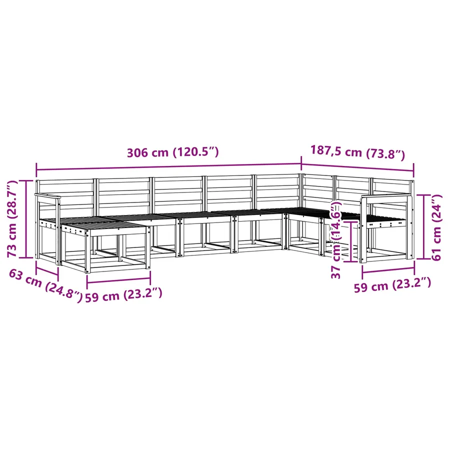 Ensemble de canapés d'extérieur 8 pcs Blanc - 8