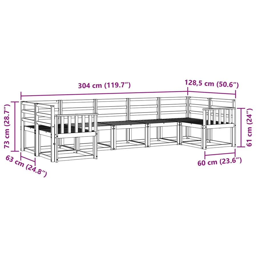 Ensemble de canapés d'extérieur 7 pc Blanc Bois d'Acacia Massif - 6