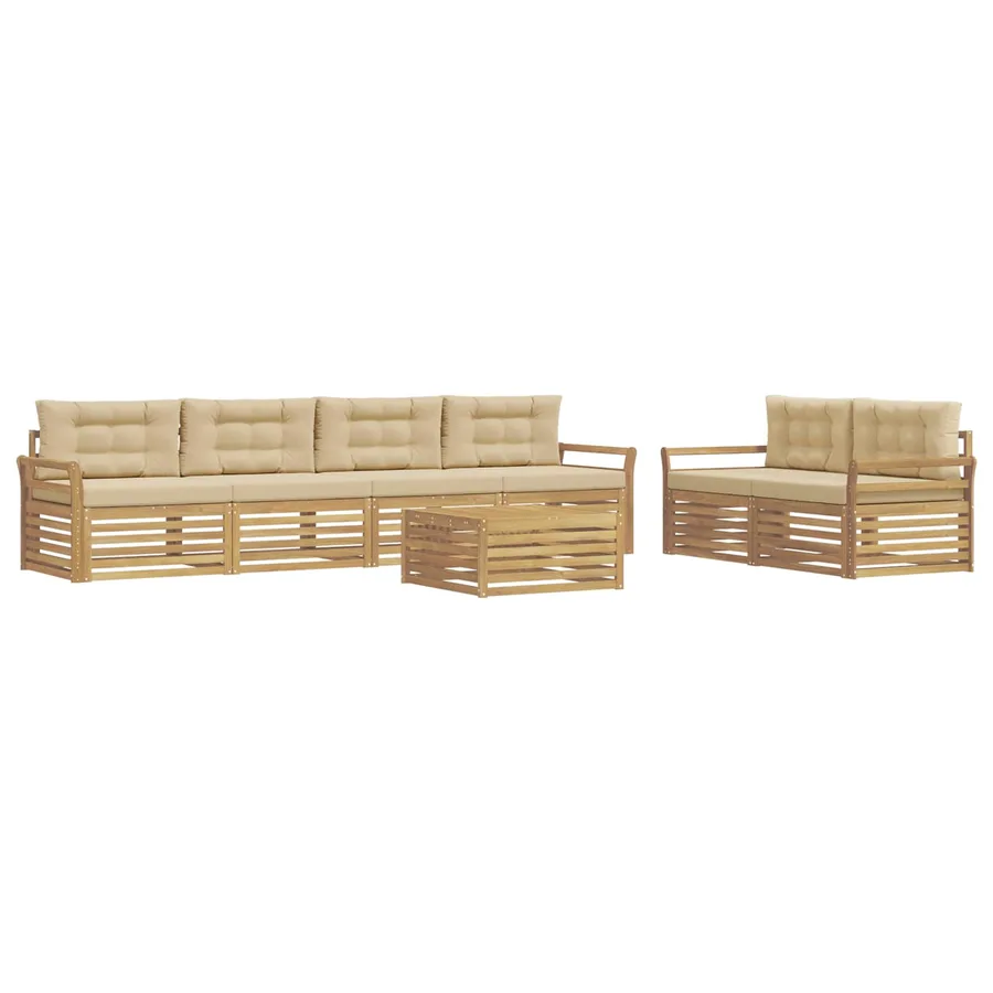 Ensemble de canapés d'extérieur 7 pc Blanc et Beige - 2