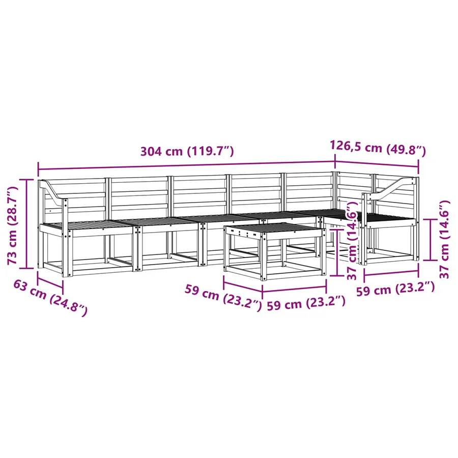 Ensemble de canapés d'extérieur 7 pcs Blanc - 9
