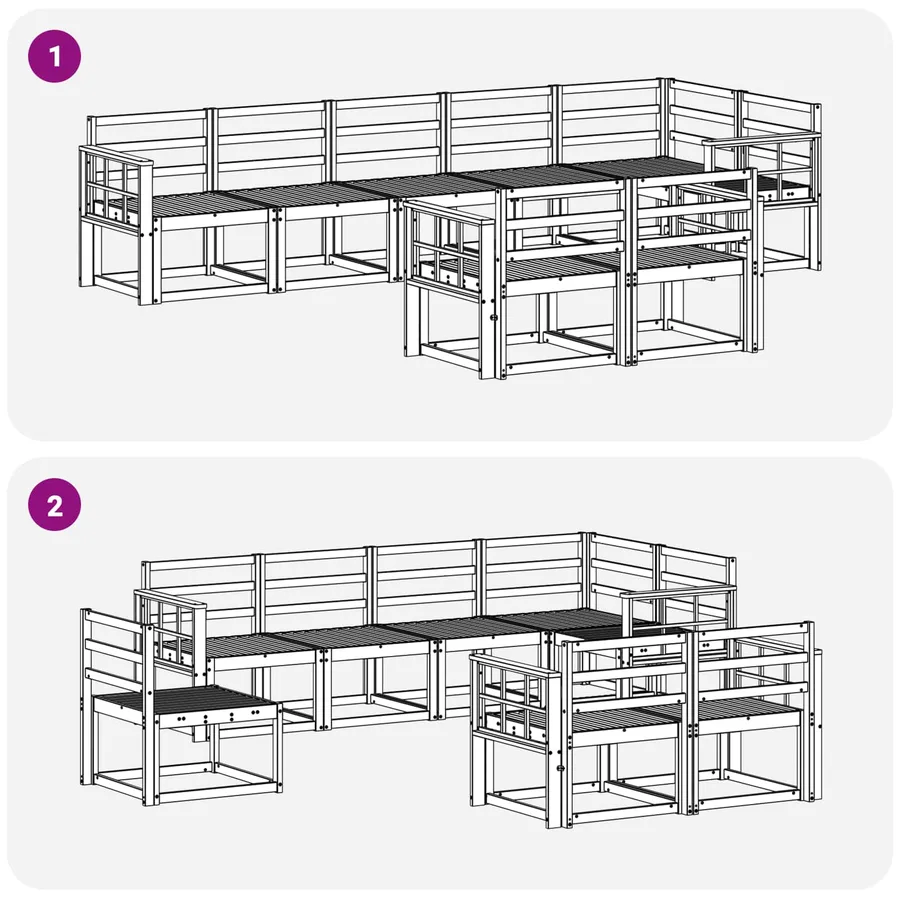 Ensemble de canapés d'extérieur 8 pcs Blanc - 6